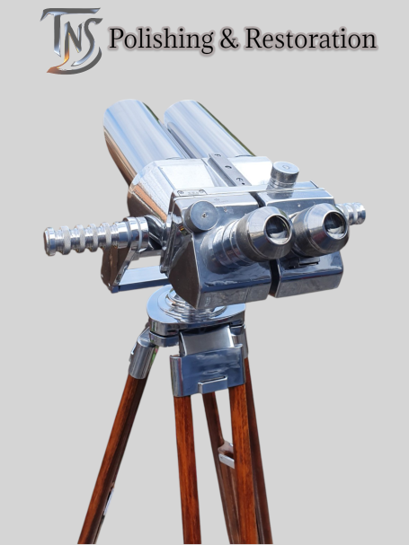 Polished 10x80 FLAK Binoculars (Doppelfernrohr D.F. 10x80  used in AA-batteries for direction sighting on the German Flak 36 (88 mm) Gun.
An